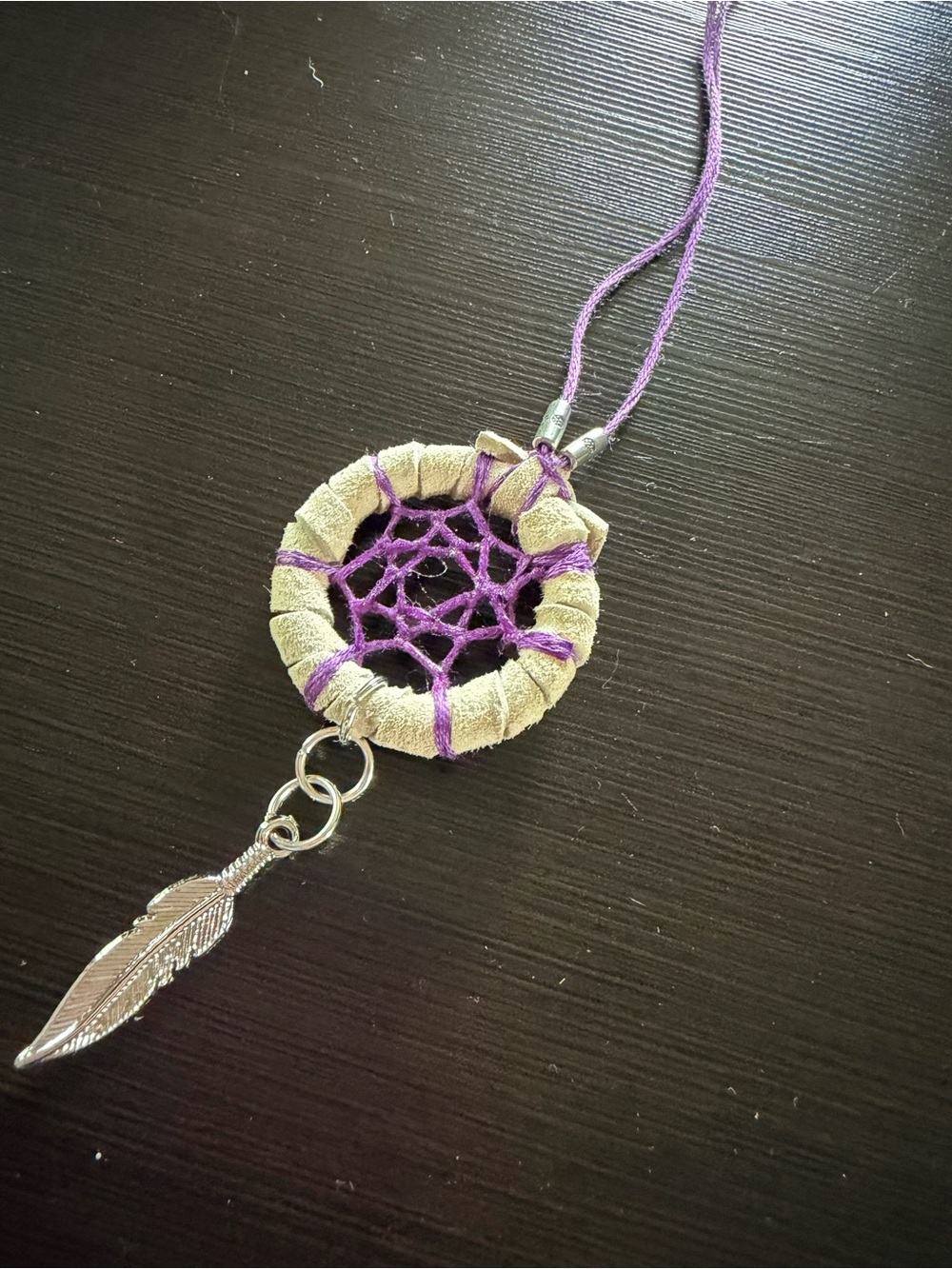 Purple Dreamcatcher with Silver Feather